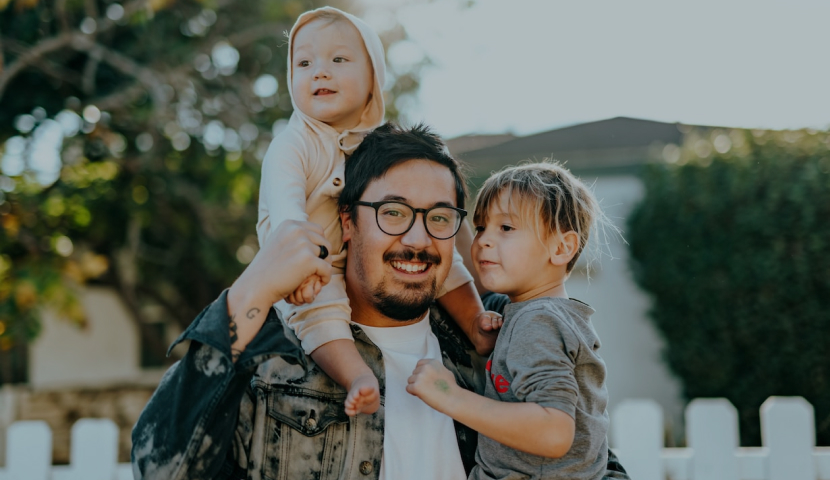 Man with children